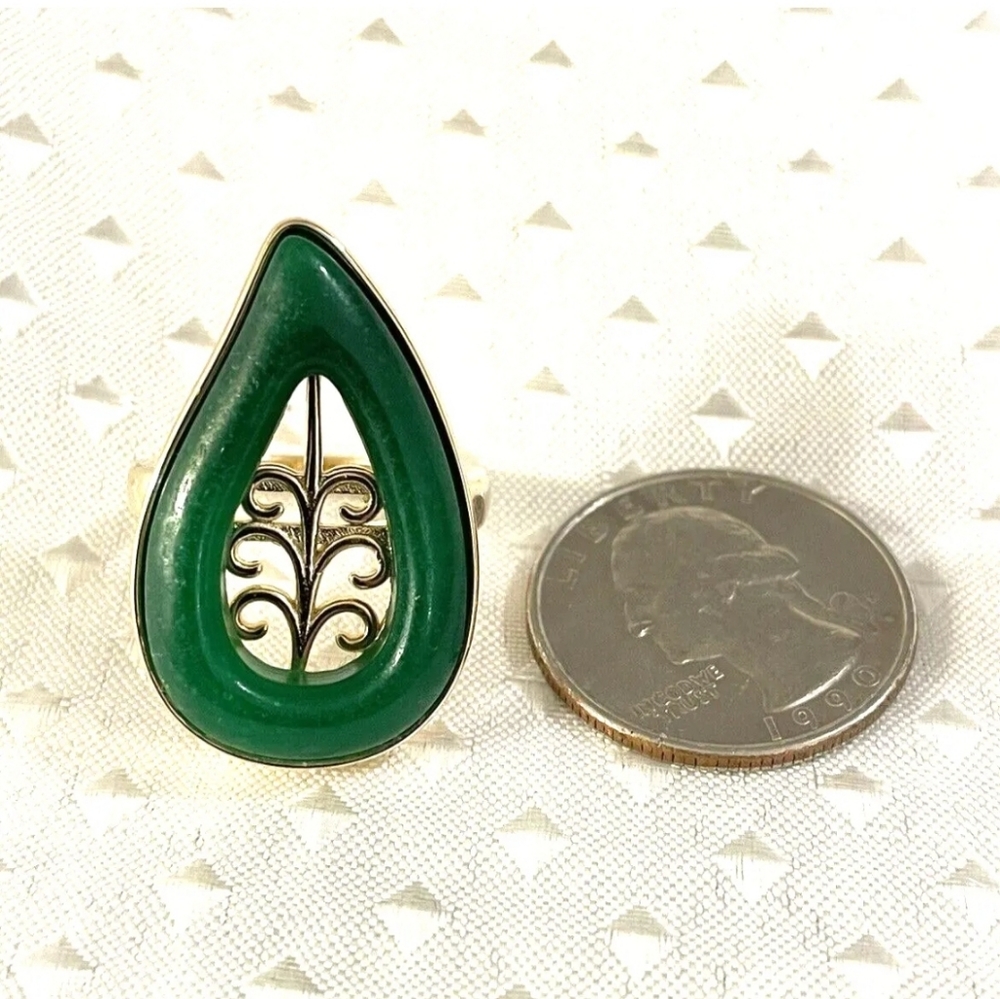 Genuine Jade Ring in 18k Gold over Sterling Silver Ring Size 7! 💍 - Picture 6 of 7